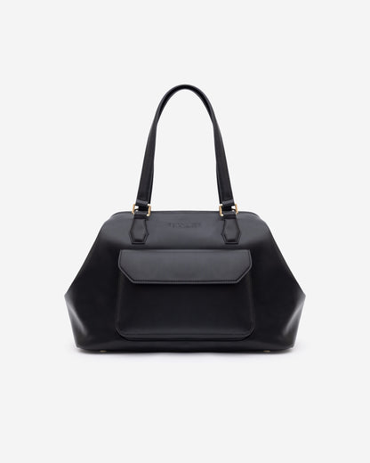 US AND IRIS Noir Mirage Camera Bag – luxury stylish black leather crossbody camera bagfor photographers, content creators, and creatives. Stylish camera handbag with gold hardware and discreet, minimalist design.