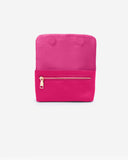 US & IRIS Noir Mirage Camera Pouch open in Fuchsia luxury cobalt blue microfibre leather camera case for digi, film, Canon G7X, and point-and-shoot cameras. Features anti-scratch suede lining, magnetic flap closure, and compact structured design. Designed to protect your camera in style while fitting seamlessly inside the US & IRIS Noir Mirage Camera Bag or used as a standalone pouch for photographers, videographers, and content creators. Gold discreet Zipper  for smaller items